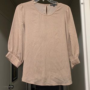 Adrianna Papell 3/4 sleeve pink polka dot blouse